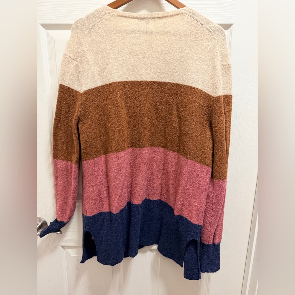 Madewell Merino Wool Alpaca Stripe Print Cozy Walker Cardigan Size L - Picture 3 of 3